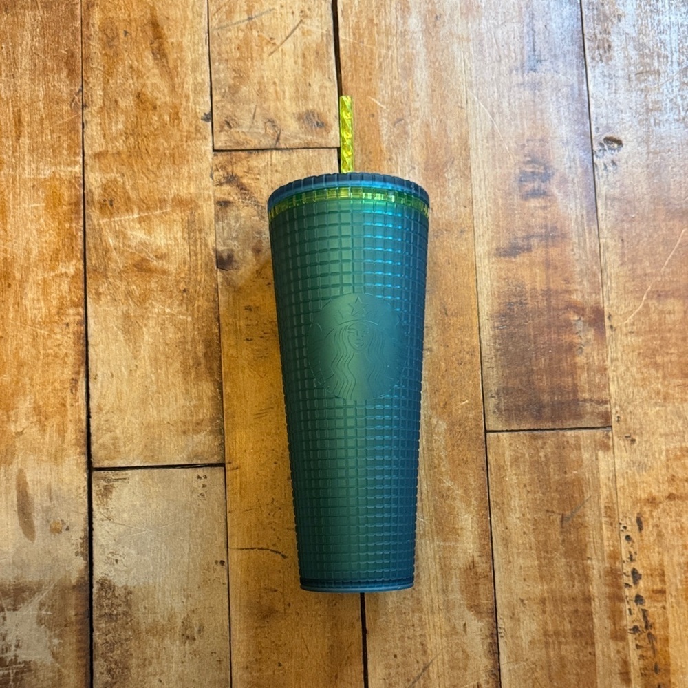 Starbucks Blue Green textured Tumbler 24oz cold tumbler with straw